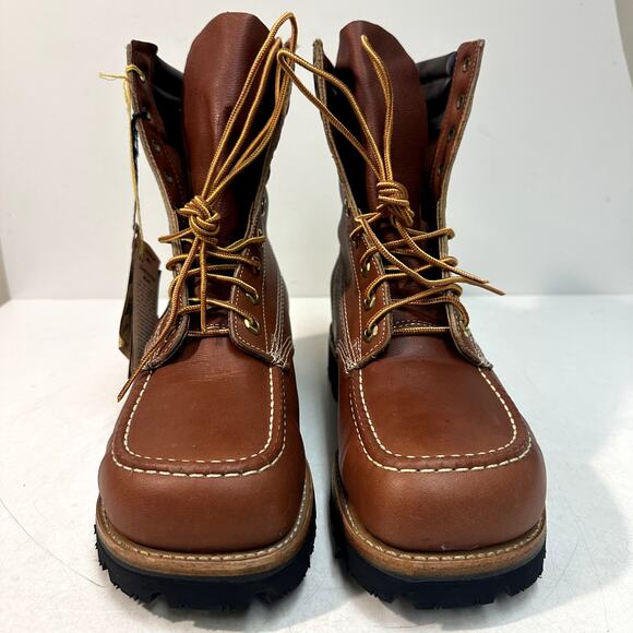 NWT VTG Knapp Boots 7" Moc Toe Steel Toe S. B. Foot Made in USA NOS 8.5 Wide EE - Picture 3 of 16